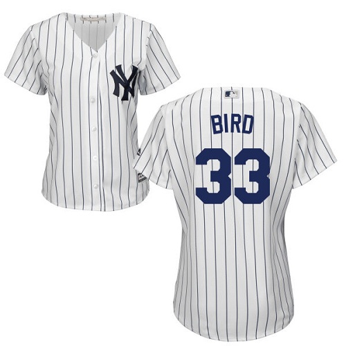 Yankees #33 Greg Bird White Strip Home Women's Stitched MLB Jersey - Click Image to Close